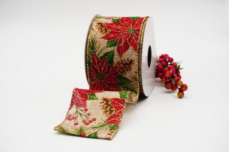 Exquisite Poinsettia Wired Ribbon_KF6347G-14-4_natural